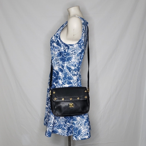 Vintage Y2K MCM Womens Black Leather Crossbody Bag Designer Classic Germany - Picture 3 of 17